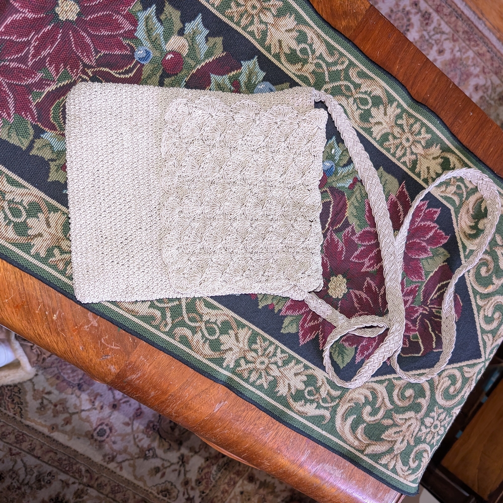 Handwoven Cream Crossbody Bag - Straw Texture